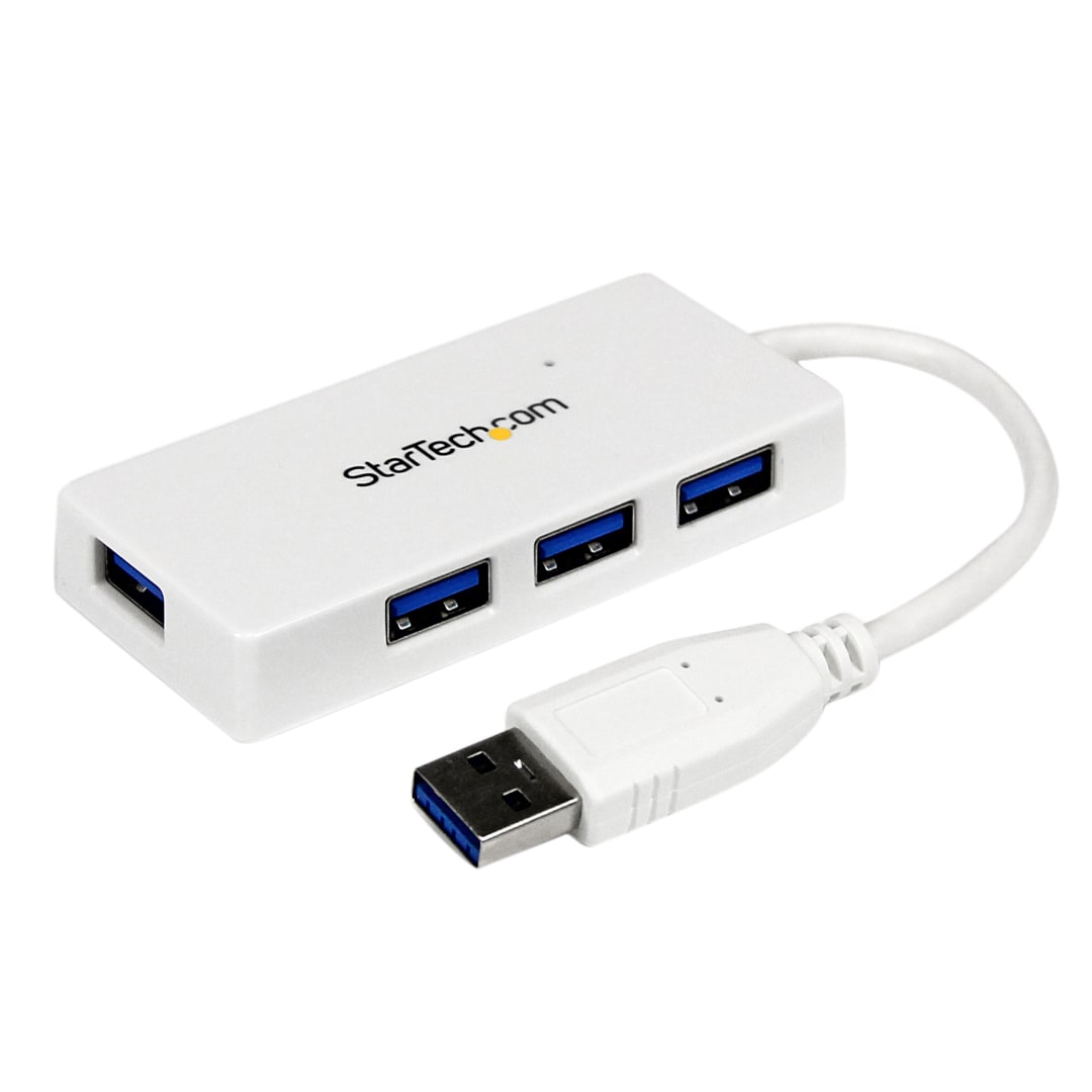 4 Port SuperSpeed Mini USB 3 0 Hub White