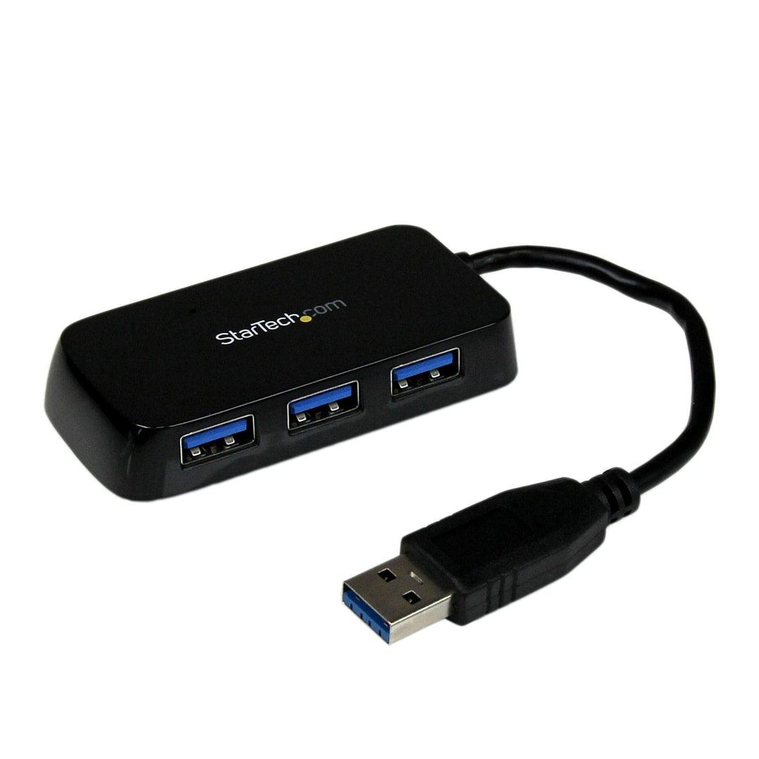 4 Port SuperSpeed Mini USB 3 0 Hub Black
