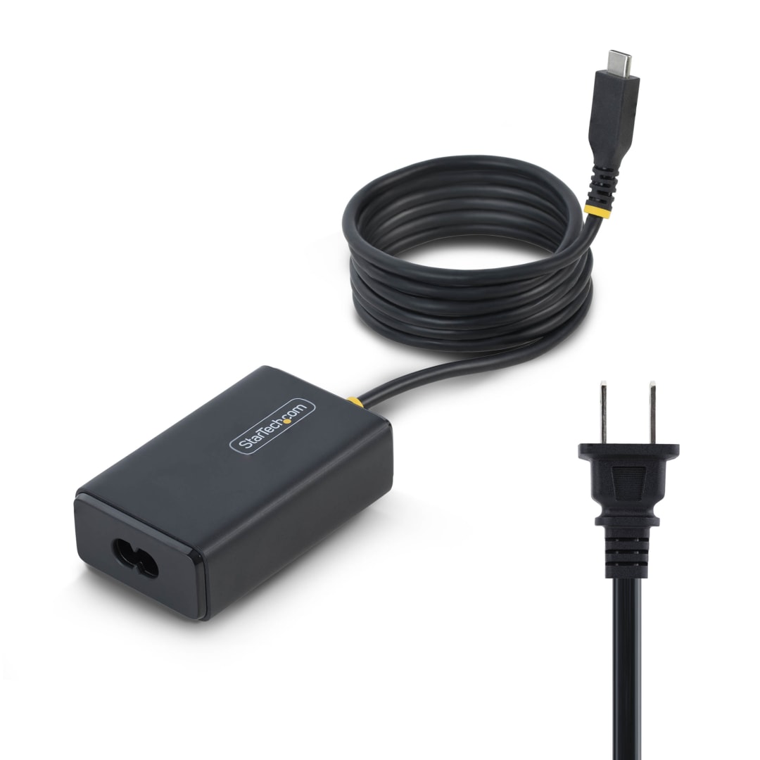 65W, Adapter Brick, 1x 6ft USB-C Tethered Cable, Black, NA