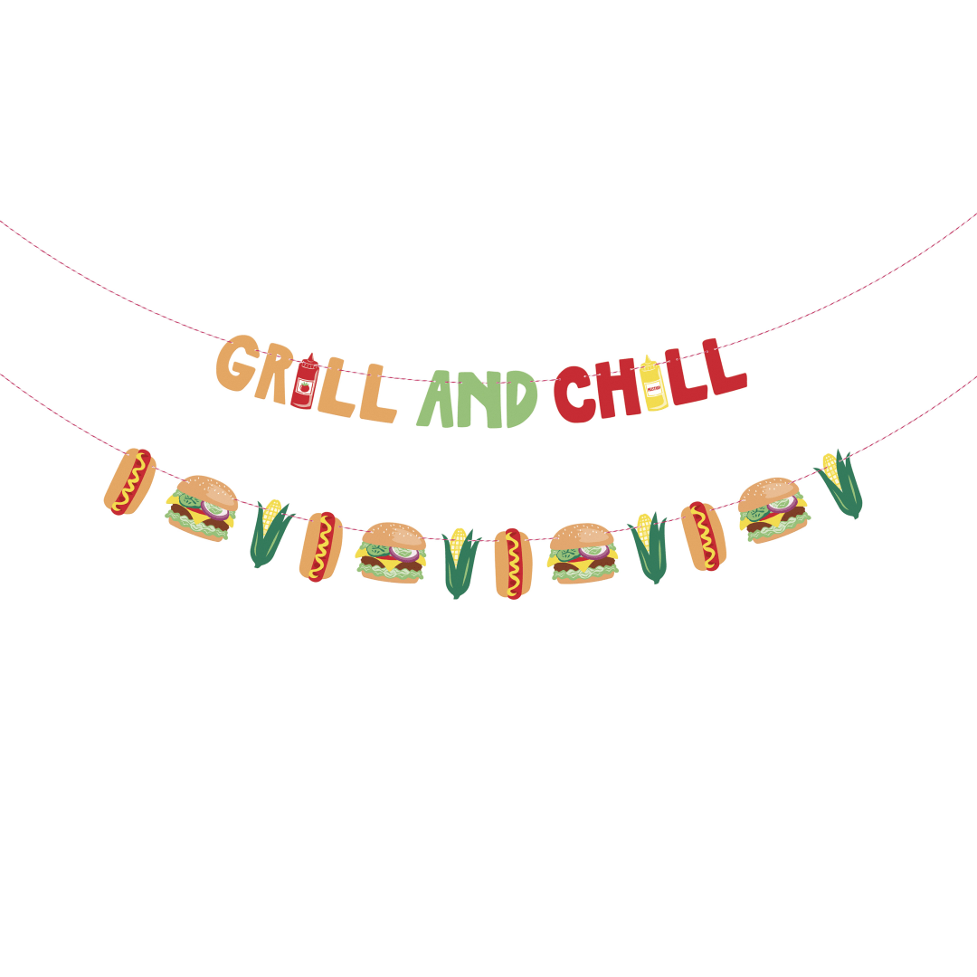 BBQ Party "Grill and Chill" Cutout Banner Set, 2pc