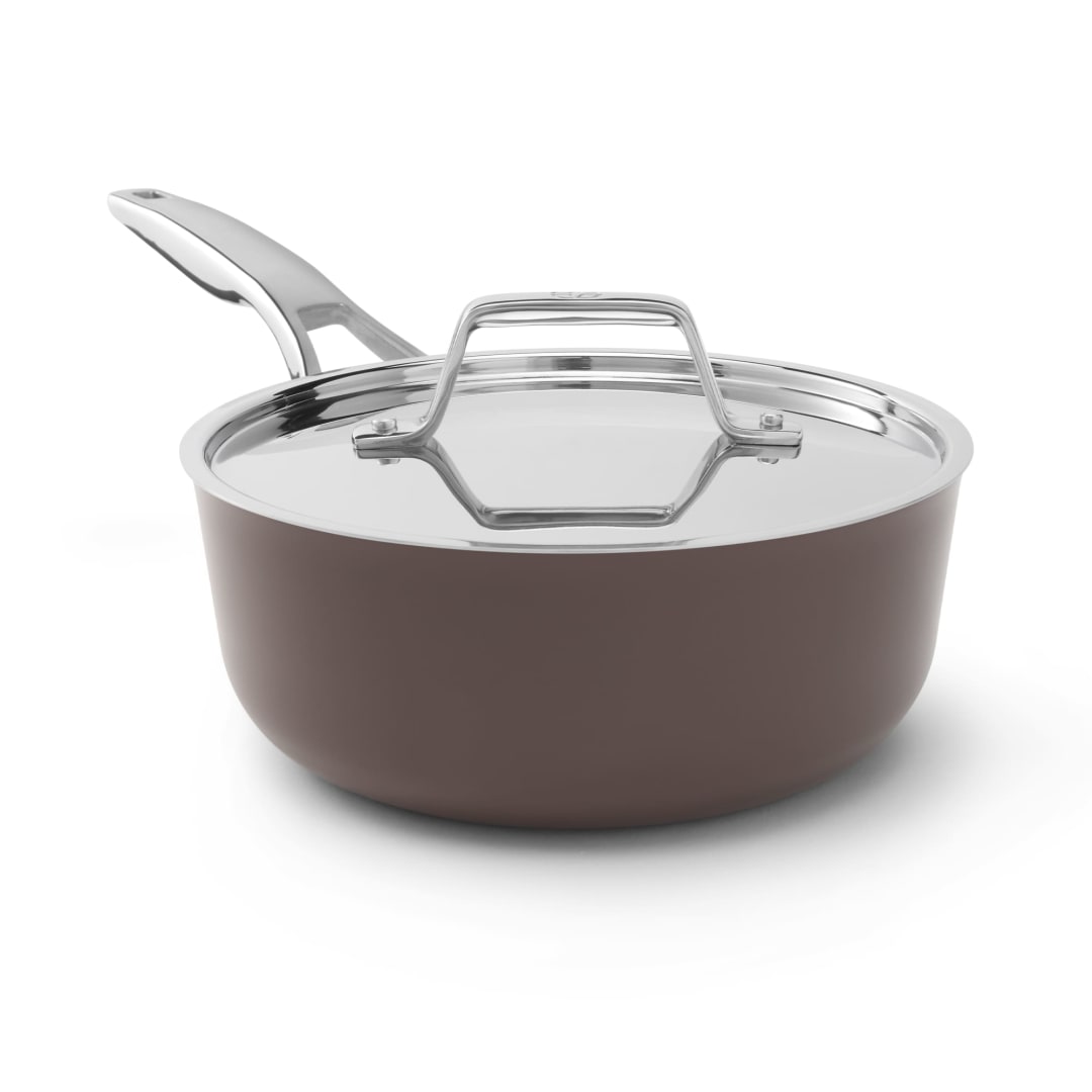 Calphalon Premier Ceramic Nonstick 2.5 Quart Saucepan with Lid, Durable Ceramic Pot for Sauces, Soups, Long Lasting PFAS-Free Cookware, Dishwasher Safe, Fond
