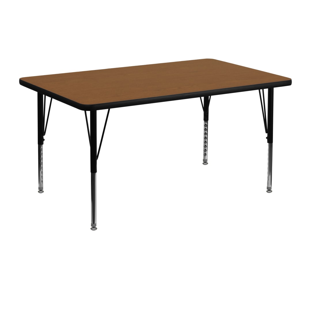 Wren 30''W x 48''L Rectangular Oak HP Laminate Activity Table - Height Adjustable Short Legs