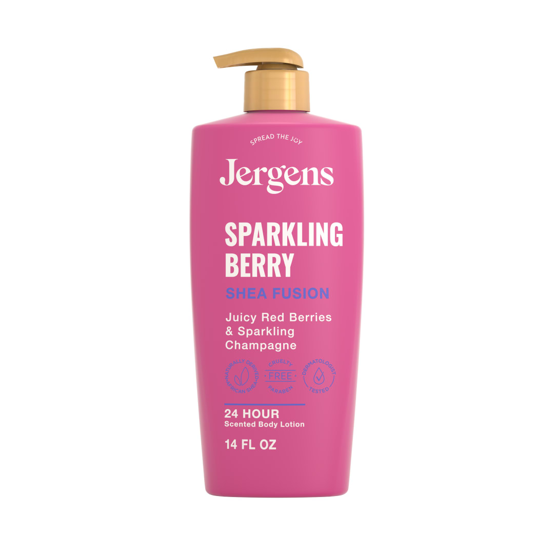 Jergens Shea Fusion Sparkling Berry Body Lotion, Dry Skin, 14 fl oz