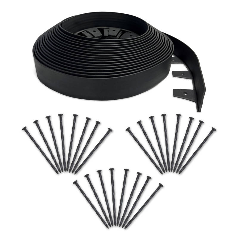 ProFlex 2.5-inch Tall Wall No-Dig Landscape Edging Kit - 60 ft., Black