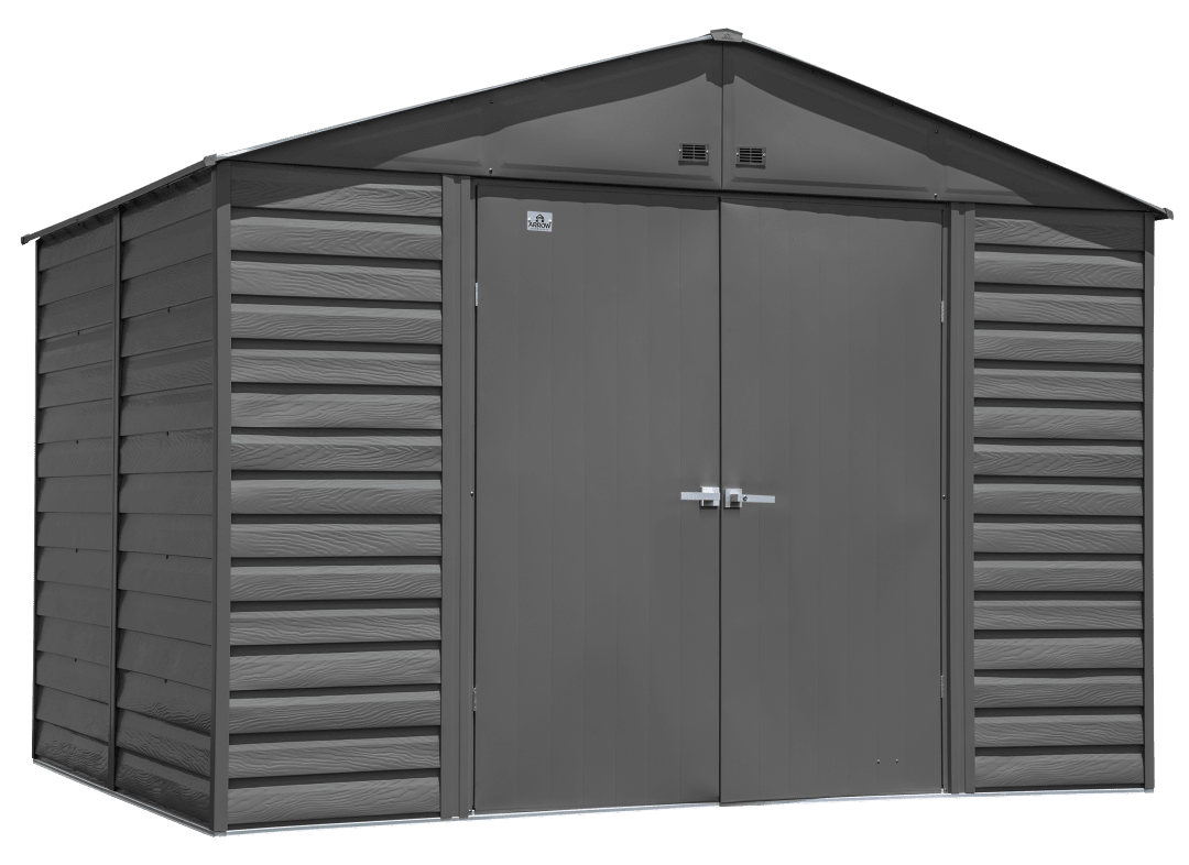 Arrow Select 10 x 8 x 8 ft Charcoal Steel Storage Shed