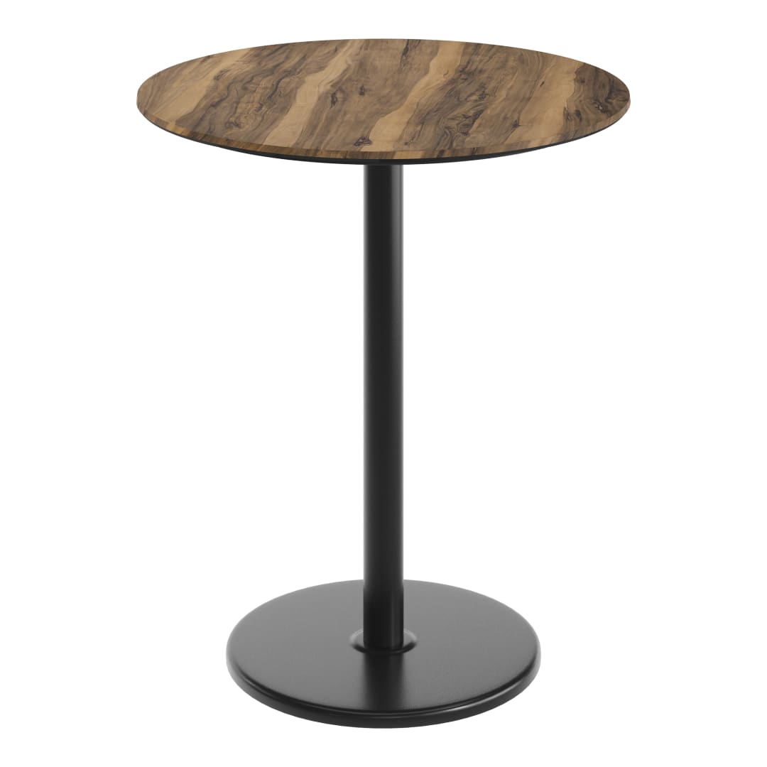 TopGuard 36" Round Tabletop with Seamless Surface Technology in Natural with 24" Black Round Bar Height Base