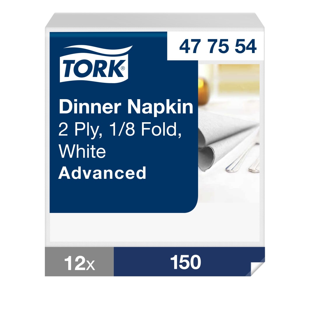 Tork White Dinner Napkin 1/8 Folded