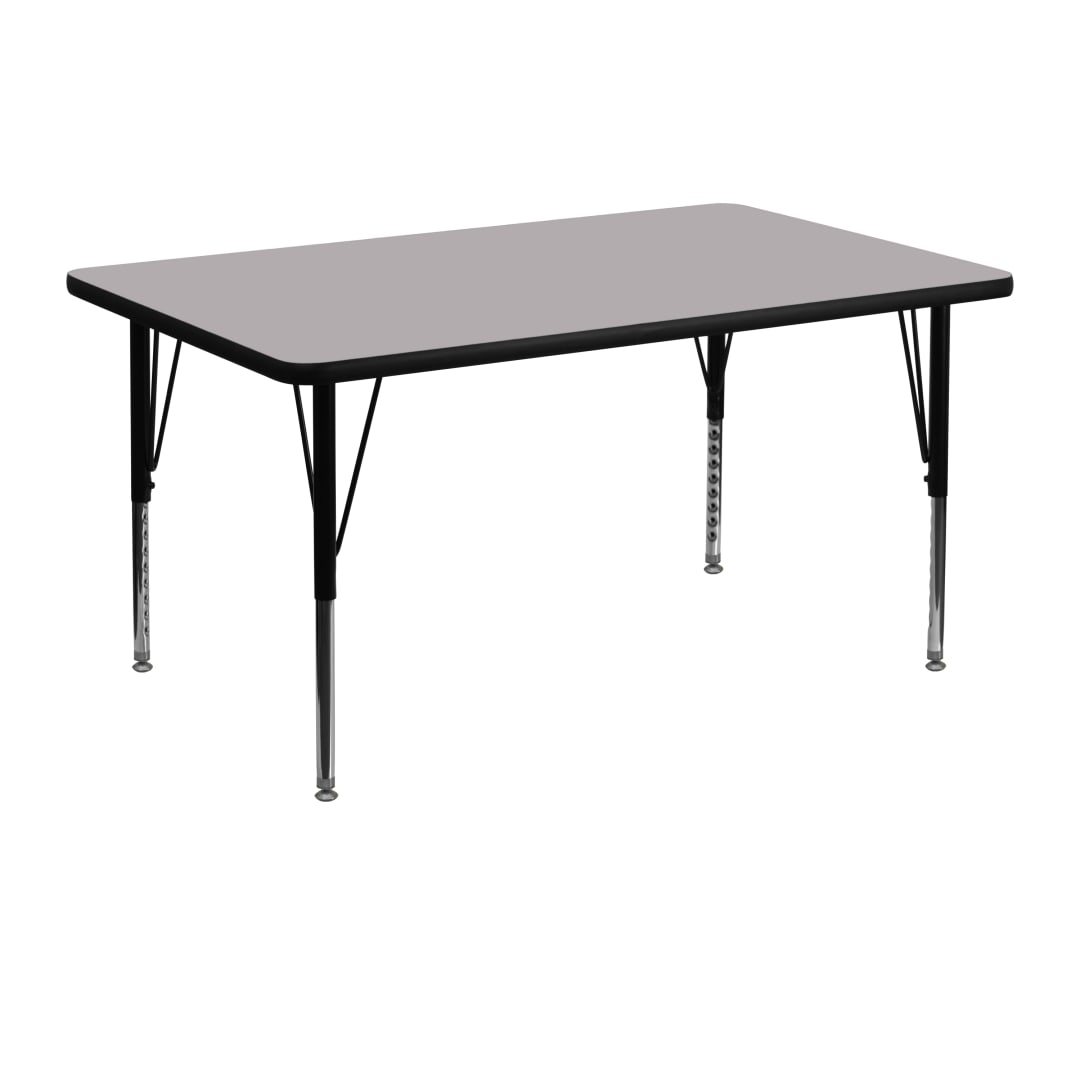 Wren 30''W x 48''L Rectangular Grey Thermal Laminate Activity Table - Height Adjustable Short Legs