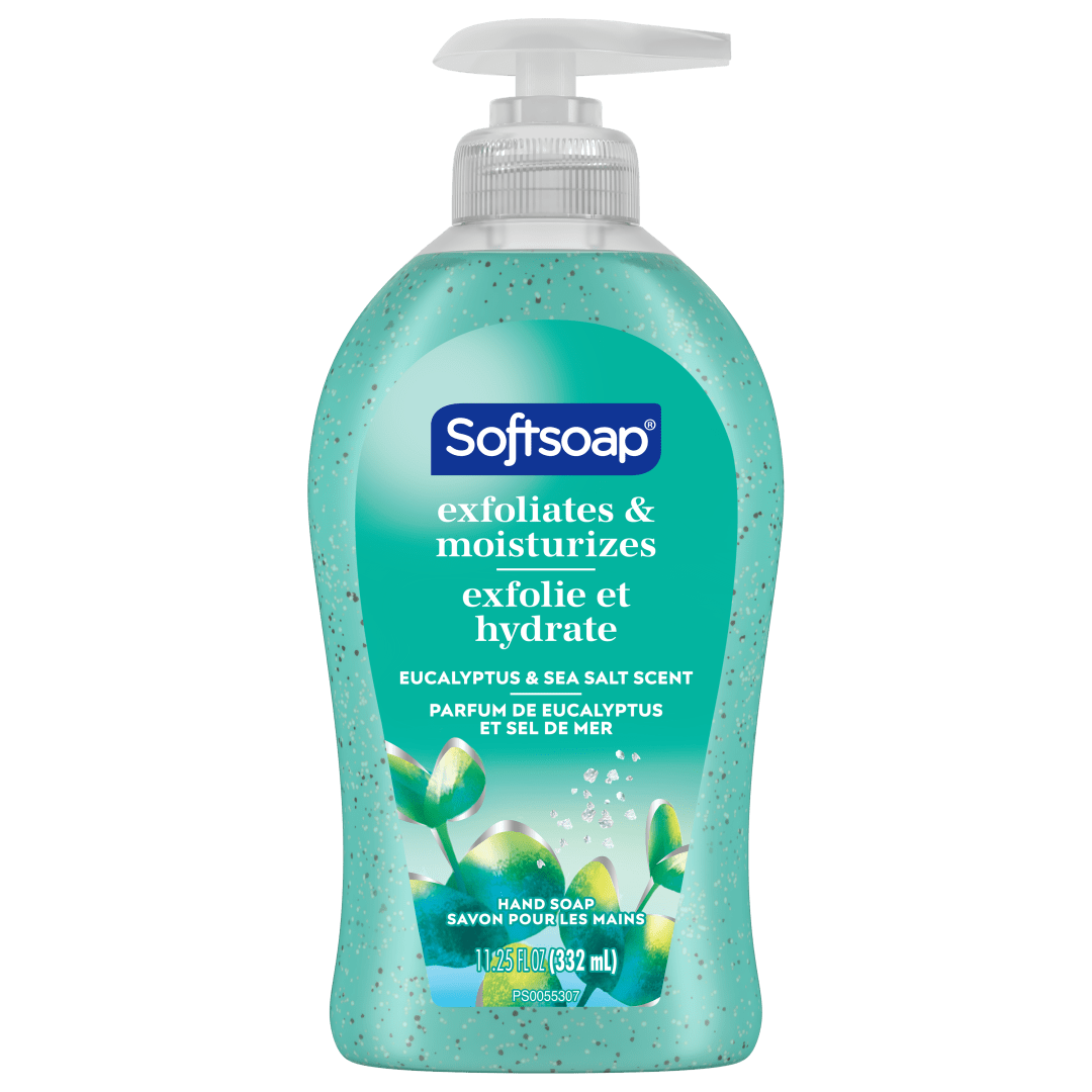 Softsoap Therapy Eucalyptus and Sea Salt Scent Exfoliating Liquid Hand Soap, 332 ml Bottle