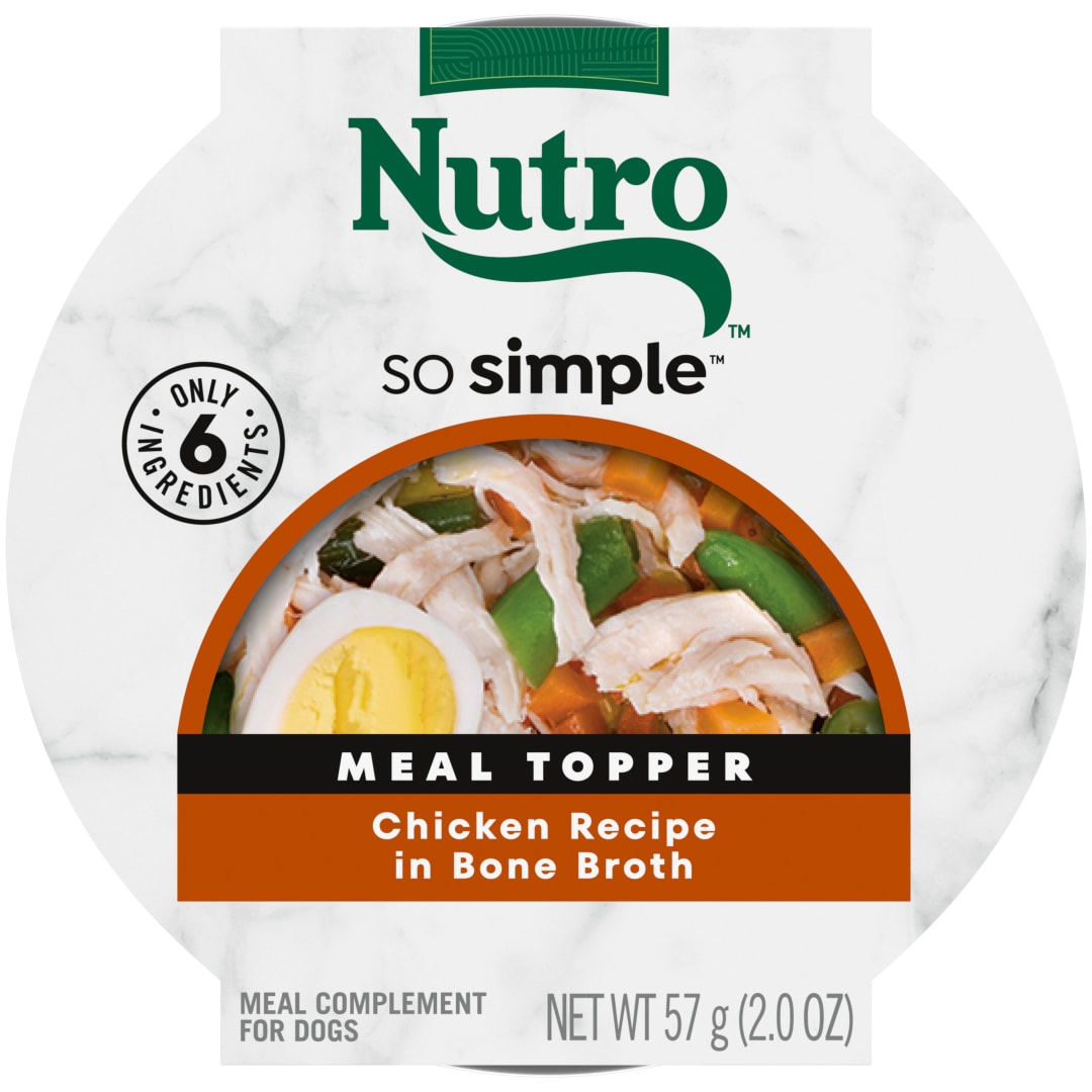 NUTRO So Simple Meal Complement Adult Wet Dog Food Chicken Recipe in Bone Broth, 2 oz. Tubs, Pack of 10