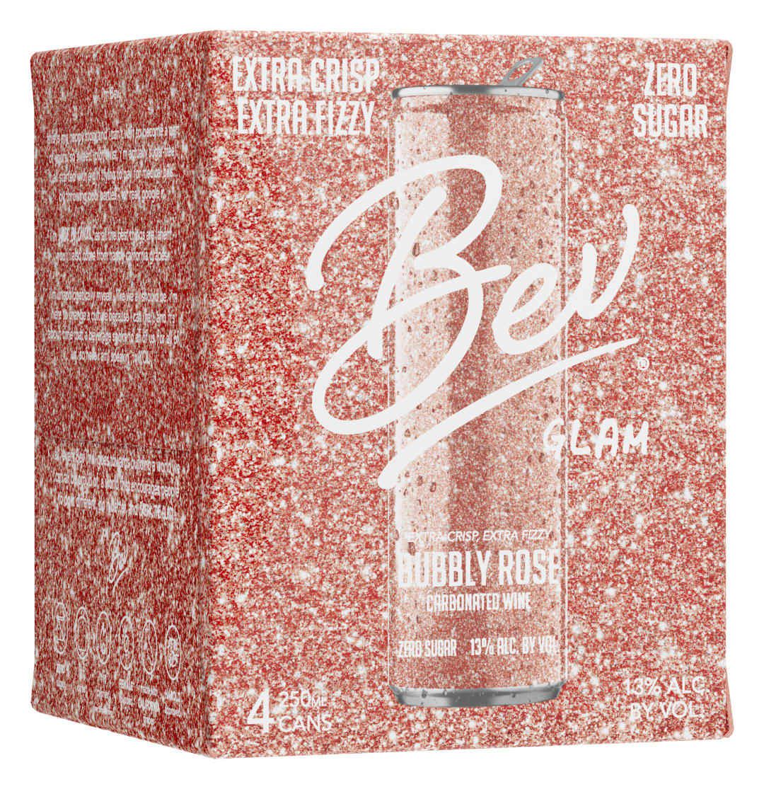 Bev Glam Sparkling Rosé Wine 250ml Can 4 Pack