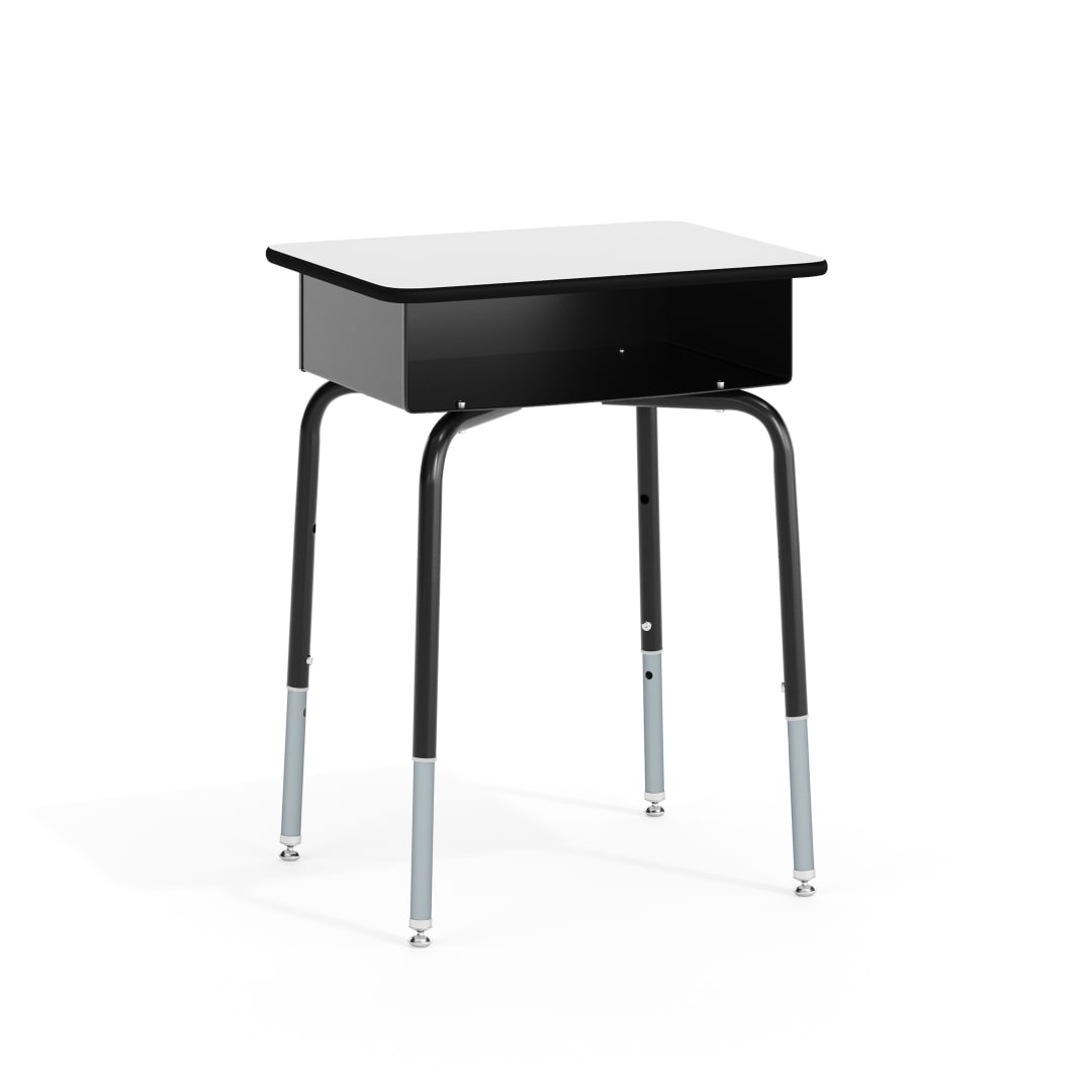 Billie Student Desk with Open Front Metal Book Box - Gray - Set of 5