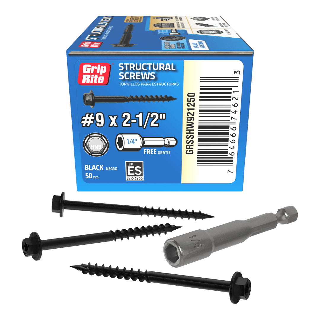 Grip-Rite #9 X 2-1/2" Gr Structural Scw Hw 50Pc Hand Drive Structural Screws