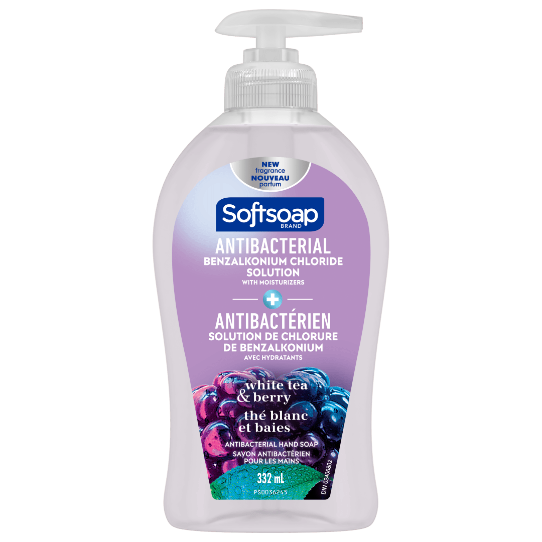 Softsoap Antibacterial Liquid Hand Soap Pump, White Tea and Berry - 332 ML