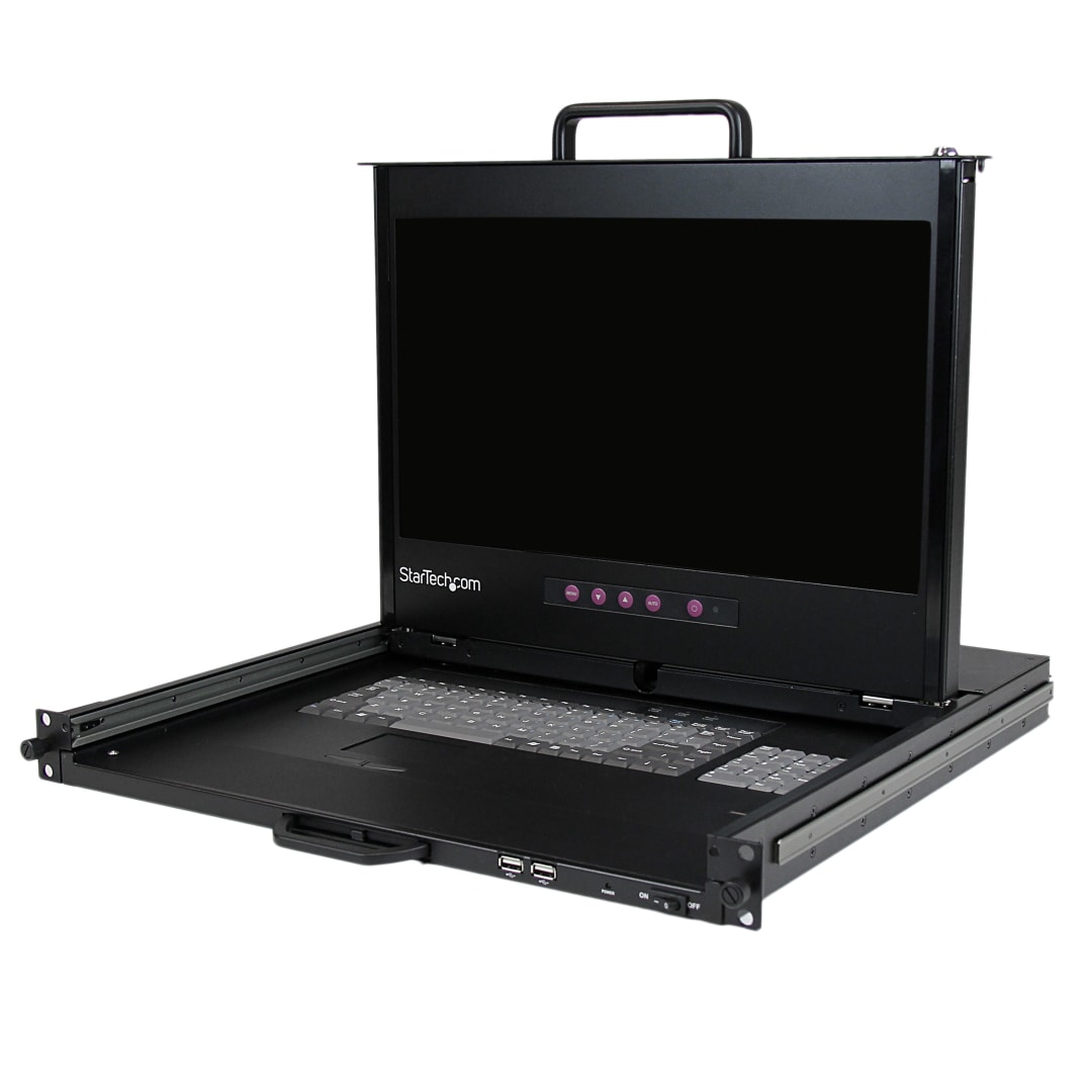17in. Dual Rail LCD Rack Console 1080p DVI USB