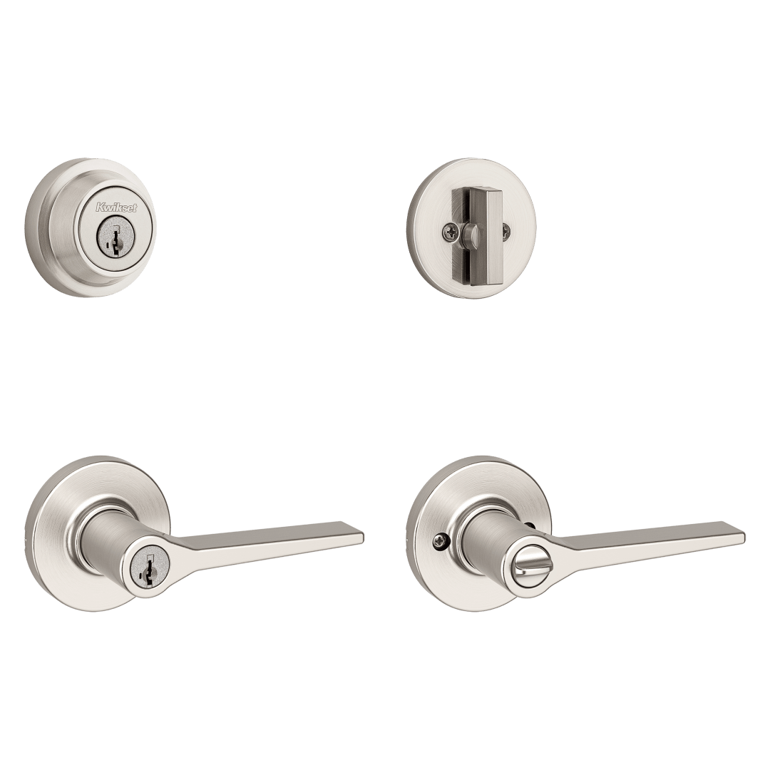 Hollis Round Combo Pack Lever in Satin Nickel featuring SmartKey Security