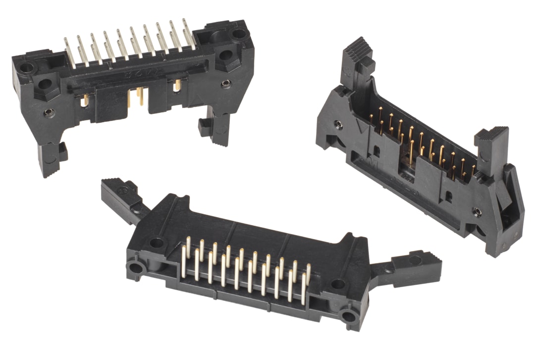 3M™ N3428-5302 RB, Wannenstiftstecker, 90° abgewinkelt, 20-polig, 3000 Serie, 2,54 mm, 0,76 µm Au, Schwarz