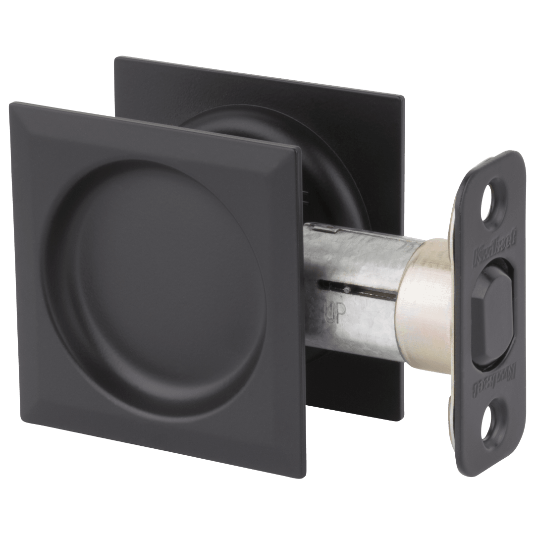 334 Square Hall/Closet Pocket Door Lock in Matte Black