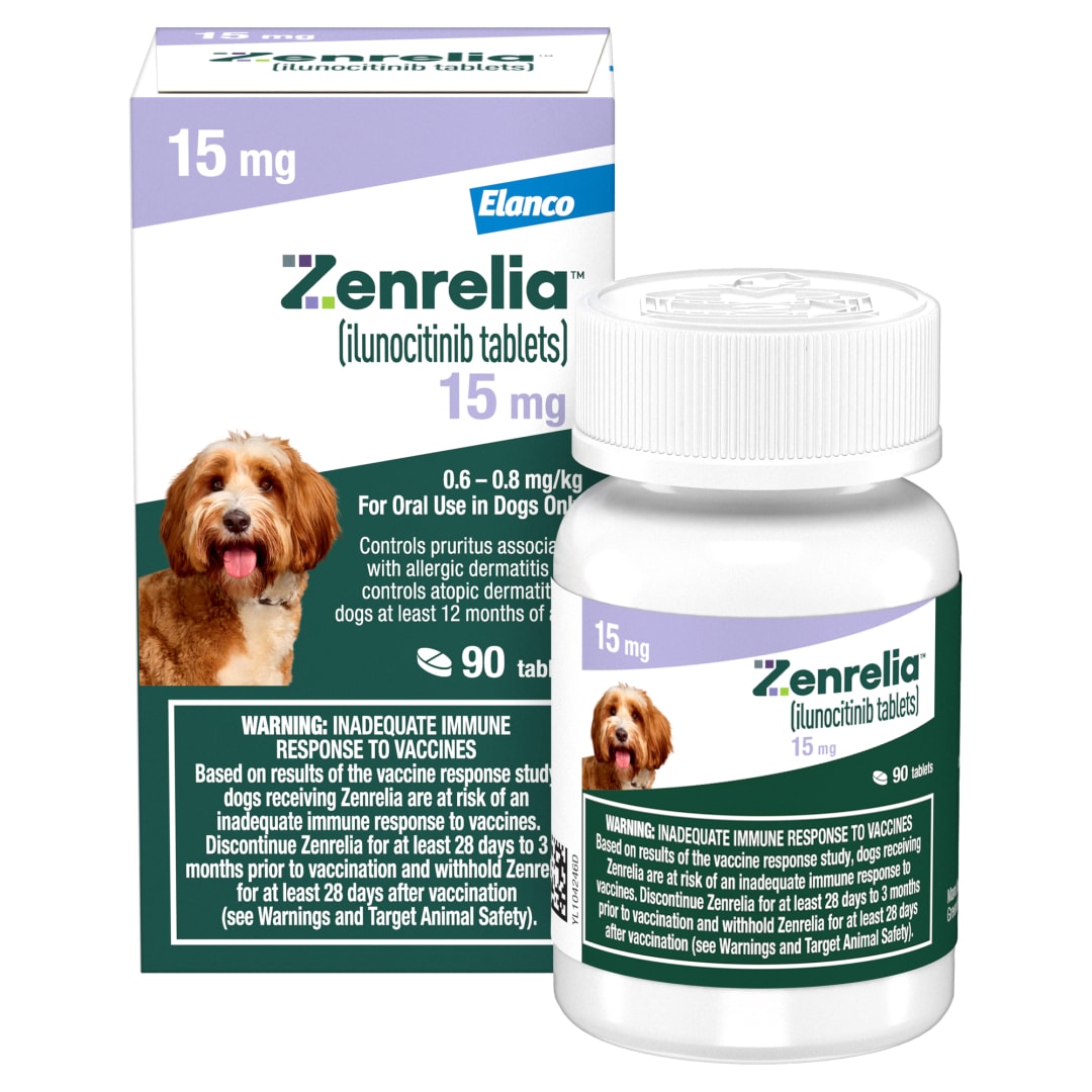Zenrelia (Ilunocitinib Tablet) | Once Daily Prescription Itch Relief for Dogs | 15 mg (90 Count)