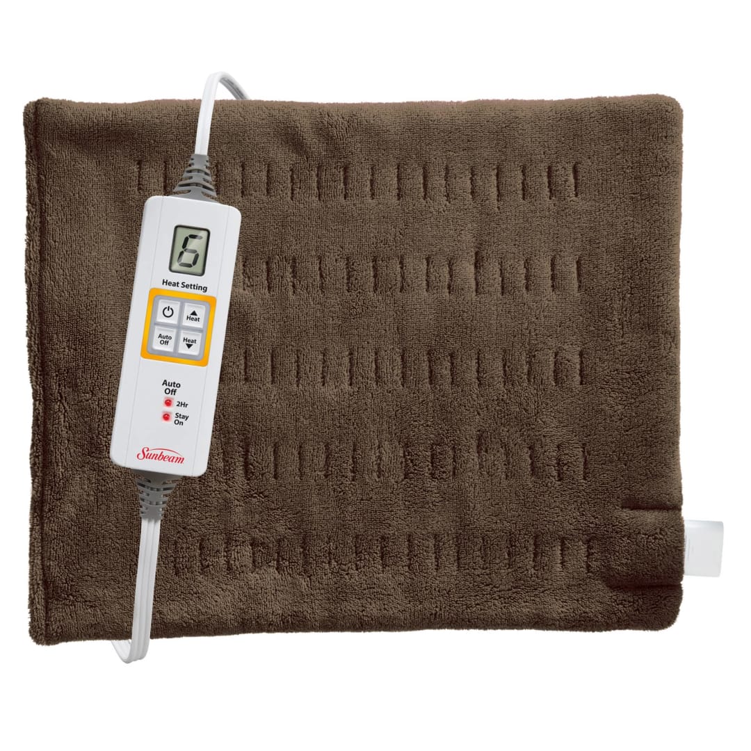 Sunbeam® Premium Heating Pad with XpressHeat Technology, Standard Size, Brown