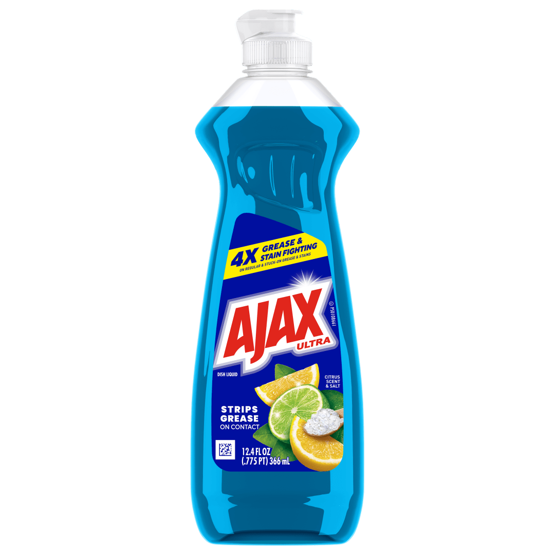 Ajax Ultra Liquid Dish Soap, Mess-Free, Easy-Flip Cap, Citrus Scent and Salt, 12.4 fl oz