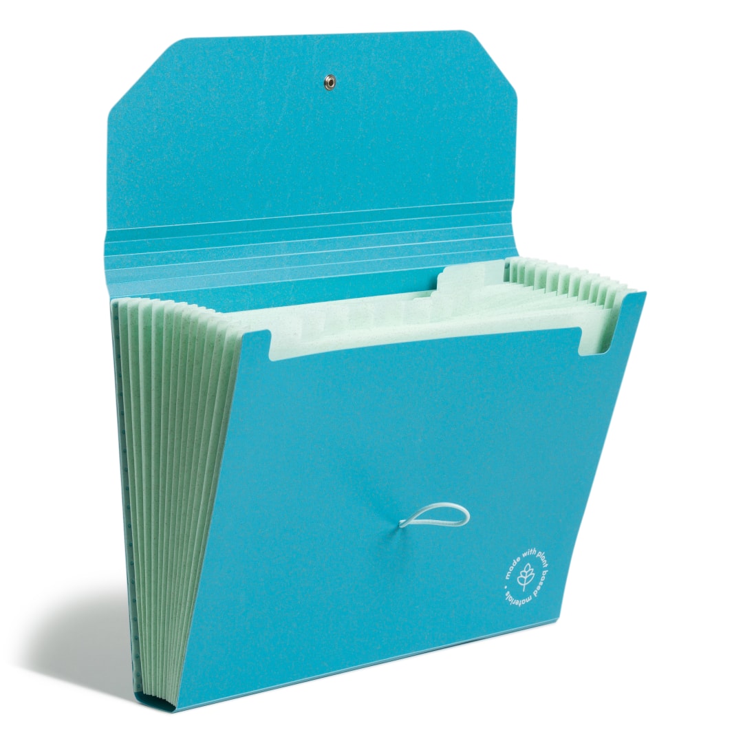 13 Pocket U-Eco Poly Expanding File, U-Eco, 1/12 Cut, 7" Expansion, 13 Pockets, 12 Dividers, Blue