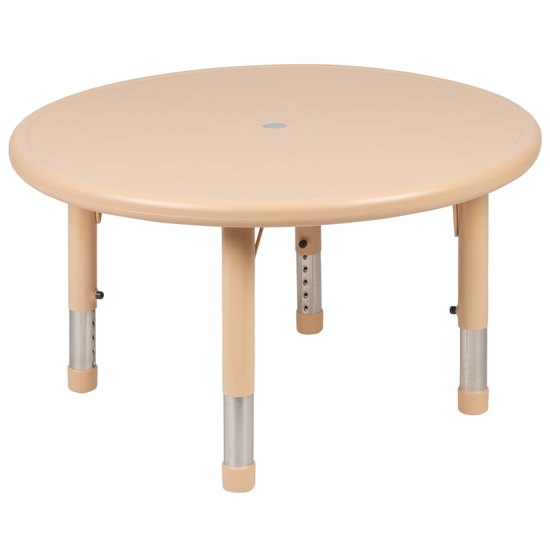 Wren 33" Round Natural Plastic Height Adjustable Activity Table