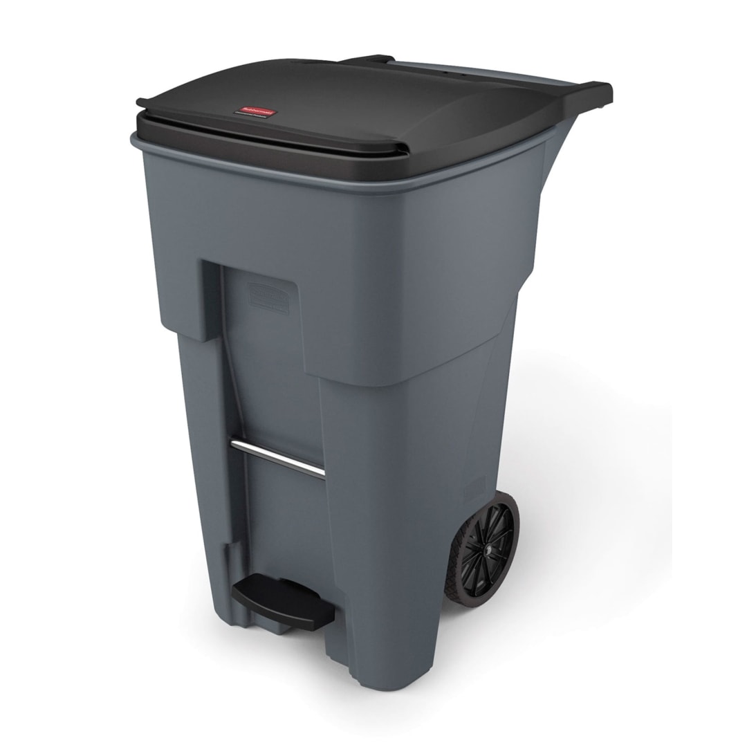 BRUTE® 65 Gal Step On Rollout Container Gray