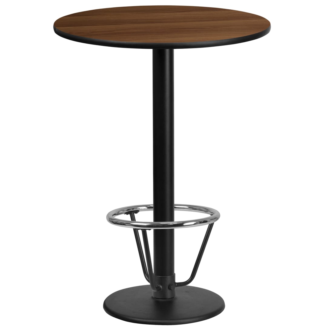 Stiles 24'' Round Walnut Laminate Table Top with 18'' Round Bar Height Table Base and Foot Ring
