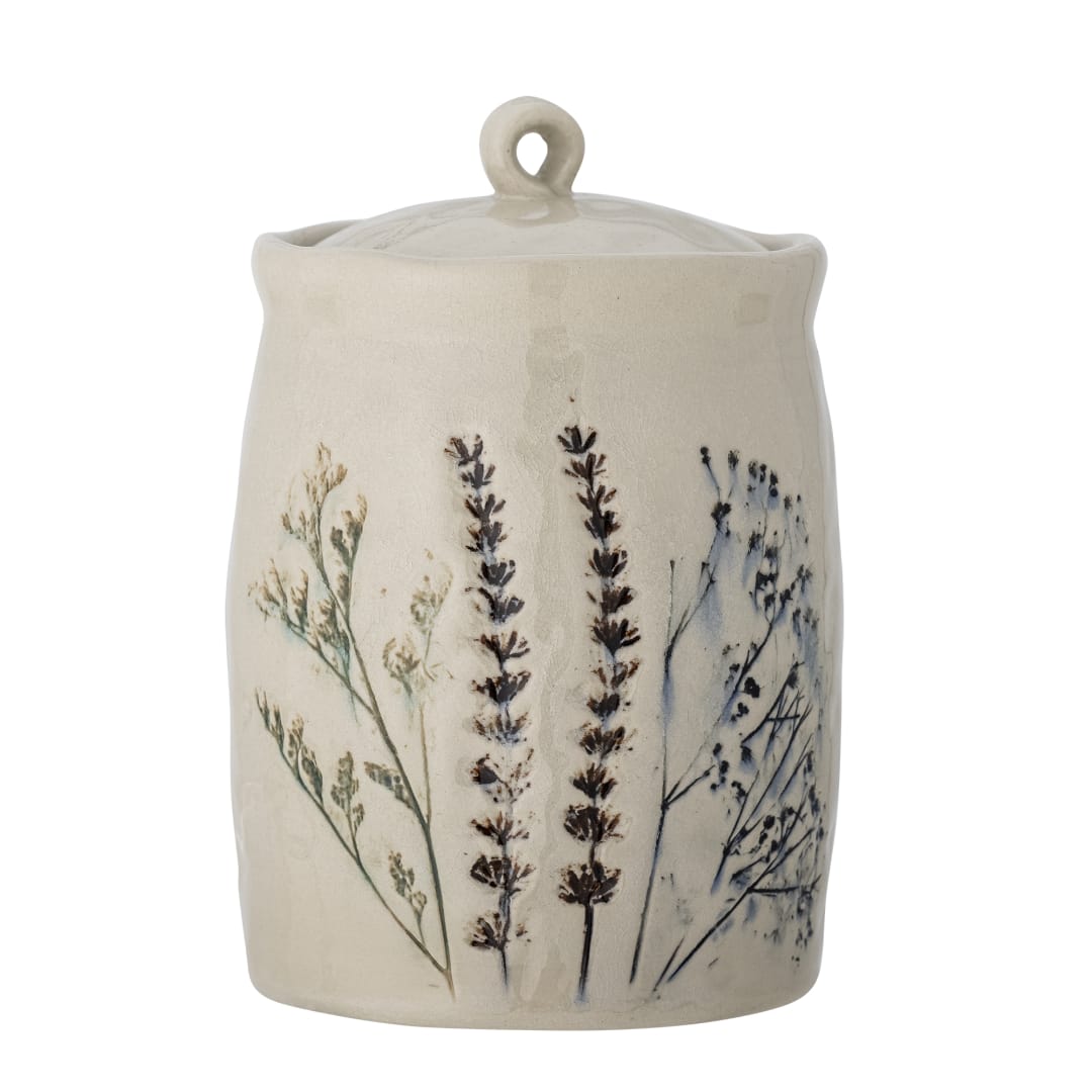 82053030 - Bea Jar w/Lid, Nature, Stoneware STOCK: 300