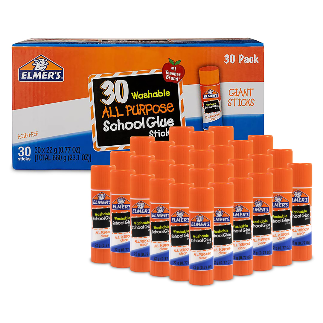 Elmer's All Purpose School Glue Sticks, Washable, 22 Gram, 30 Count