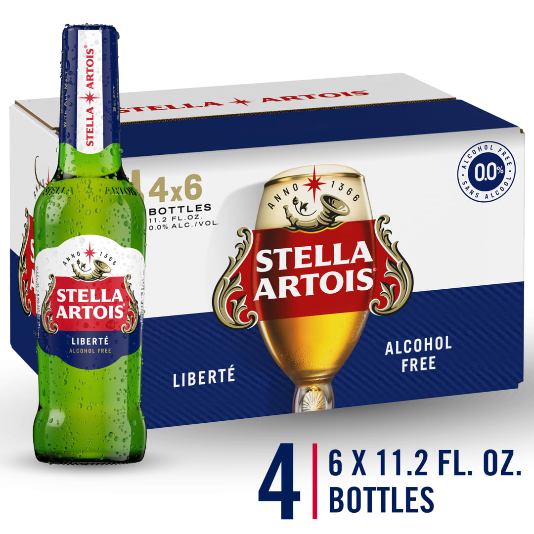 Stella Artois 0.0 Non-Alcoholic Beer, 4 x 6 pack - 11.2 Bottles