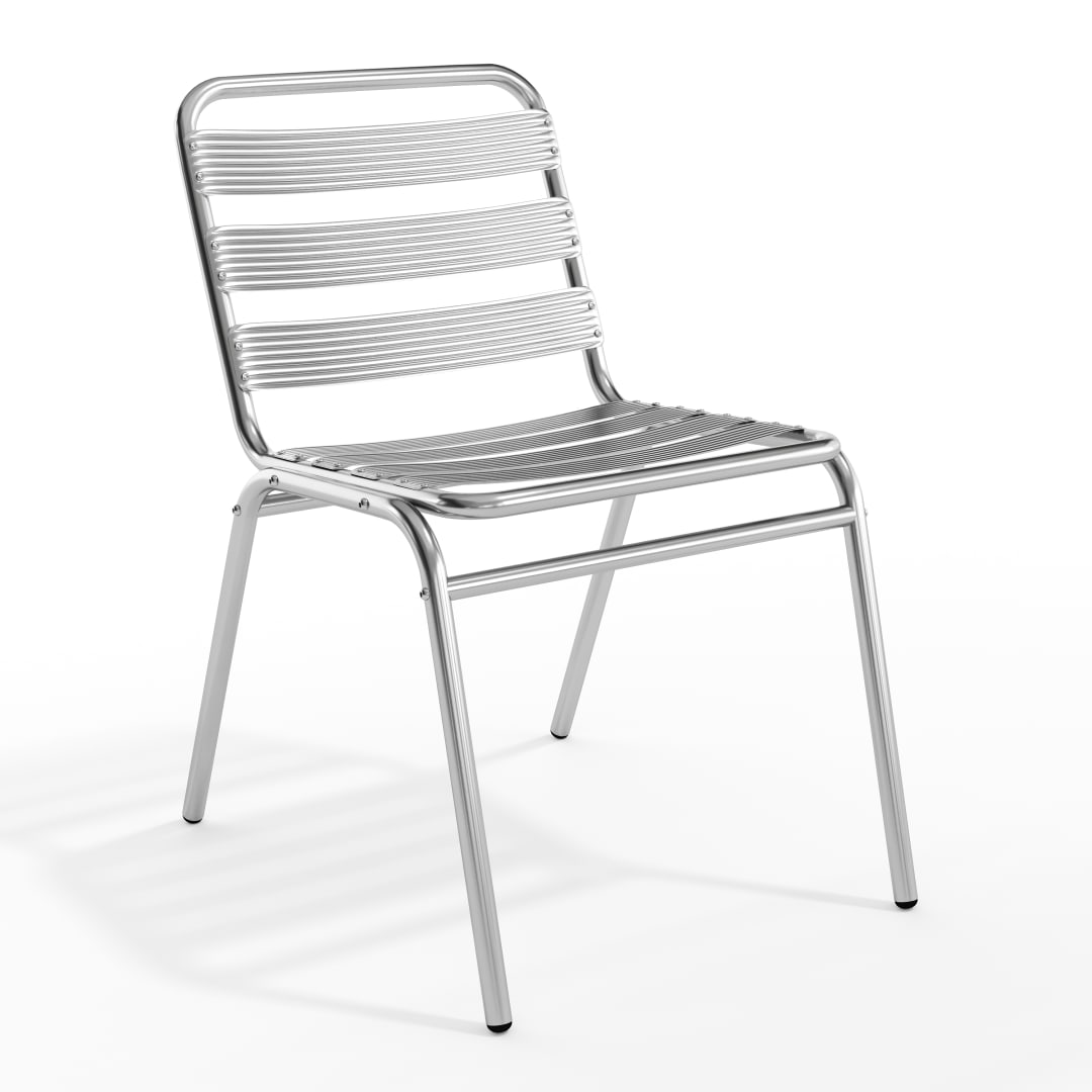 Lila Commercial Metal Indoor-Outdoor Restaurant Stack Chair with Triple Slat Back