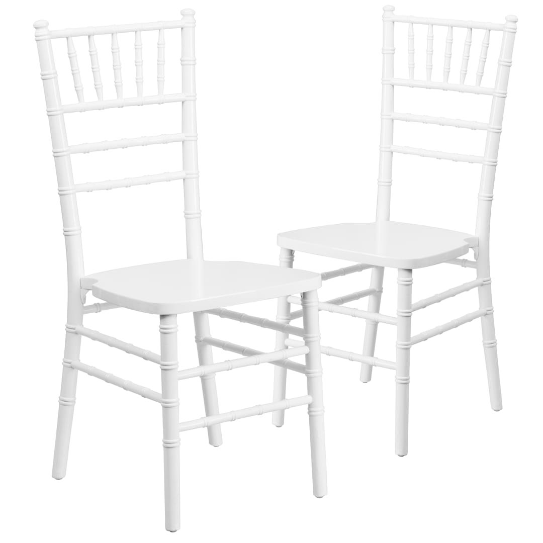 2 Pack HERCULES Series White Wood Chiavari Chair