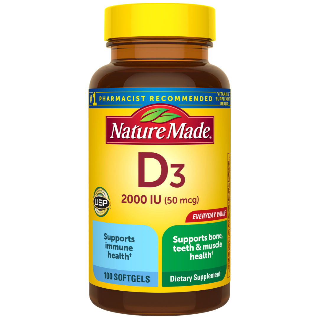 Nature Made Vitamin D3 2000 IU (50 mcg) Softgels, 100 Count