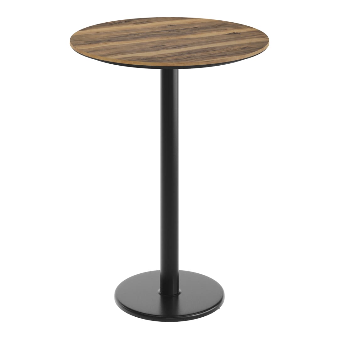 TopGuard 31.25" Round Tabletop with Seamless Surface Technology in Natural with 18" Round Black Bar Height Base