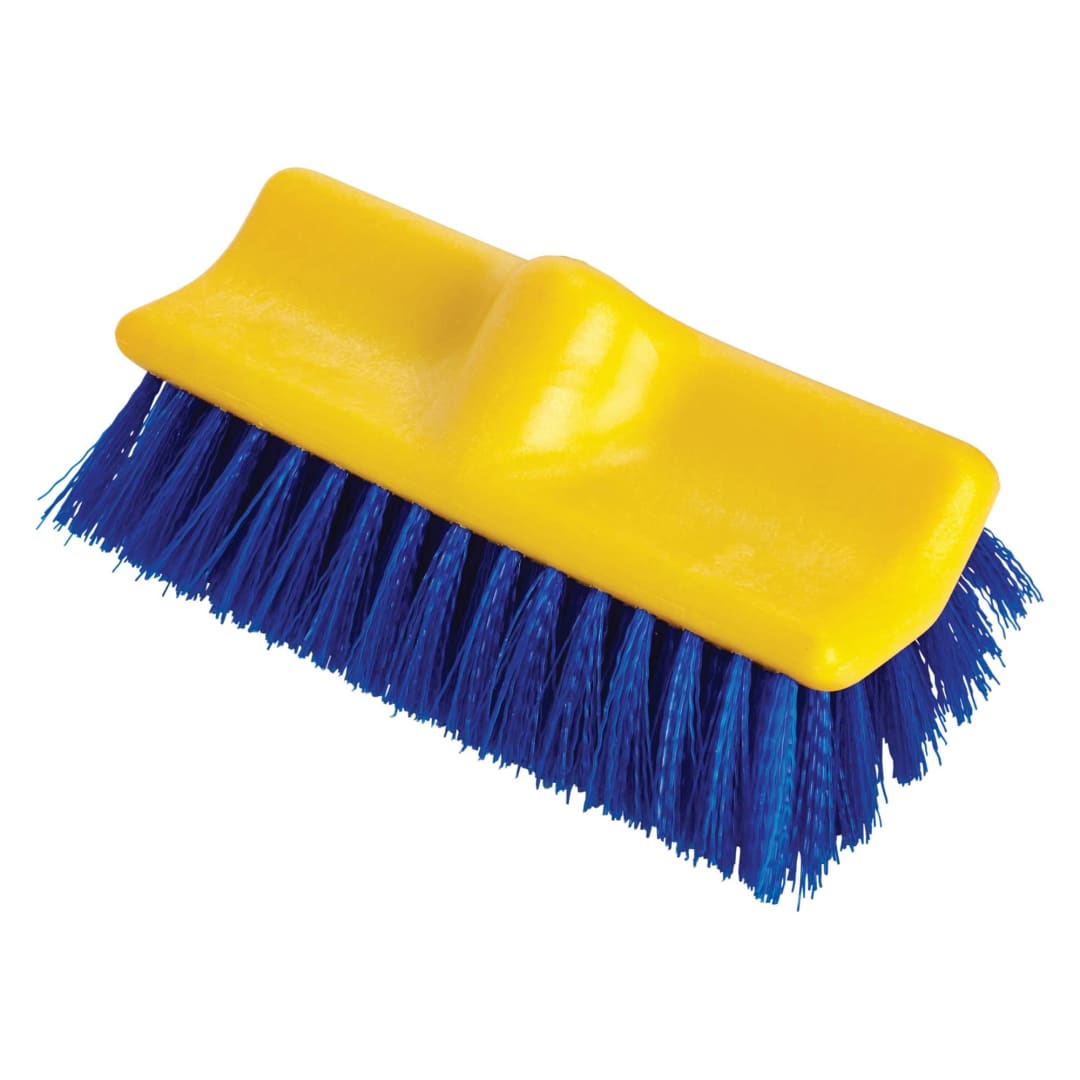 10" Floor Scrub, Plastic Block, Bi Level, Polypropylene Fill, Blue