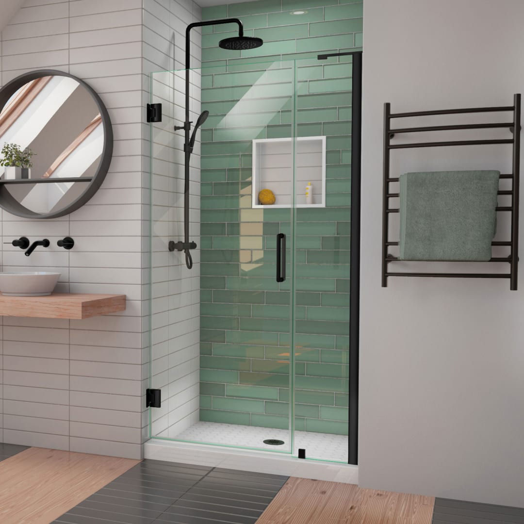 DreamLine Unidoor-LS 38 - 39 inch W x 72 inch H Frameless Hinged Shower Door in Matte Black