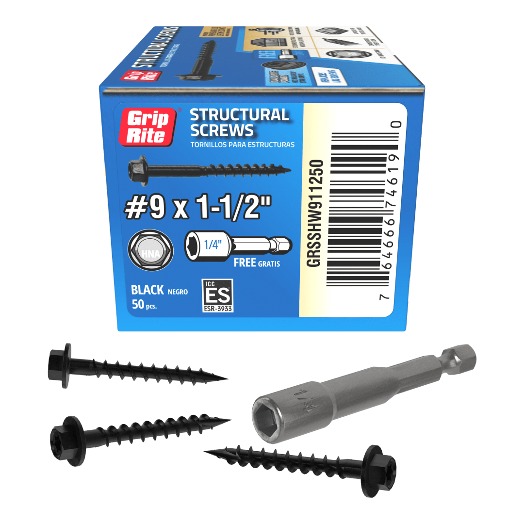 Grip-Rite #9 X 1-1/2" Gr Structural Scw Hw 50Pc Hand Drive Structural Screws