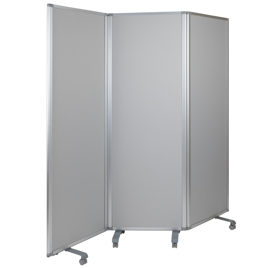 Raisley Double Sided Mobile Magnetic Whiteboard/Cloth Partition with Lockable Casters, 72"H x 24"W (3 sections included)