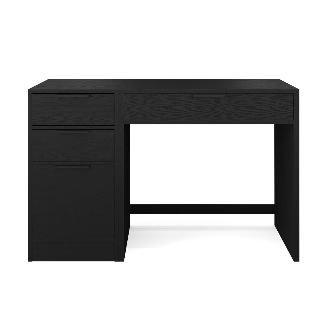 Kayden Home Office Modular Single-Drawer Desk with 3 Drawer File Cabinet in Black with Oil Rubbed Bronze Hardware