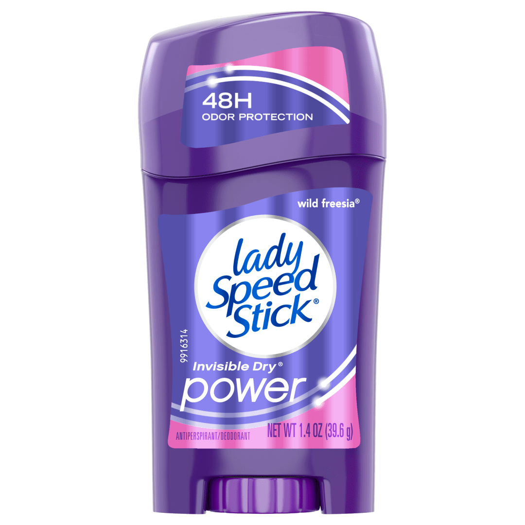 Lady Speed Stick Antiperspirant Deodorant for Women, 72 HR Sweat & Odor Protection, Invisible Dry, Wild Freesia Scent, 1.4 oz Stick