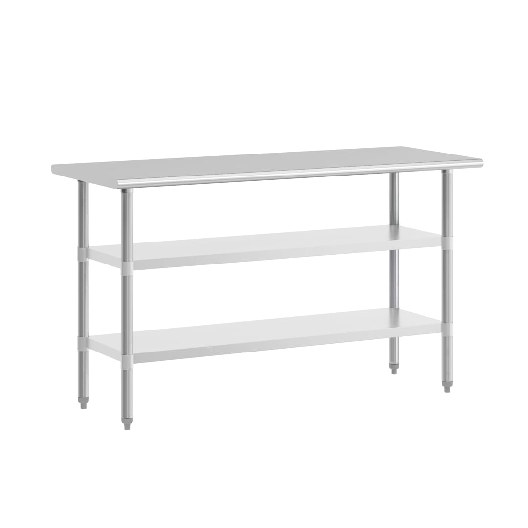 Randolph Stainless Steel 18 Gauge Work Table with 2 Undershelves - 60"W x 24"D x 34.5"H, NSF