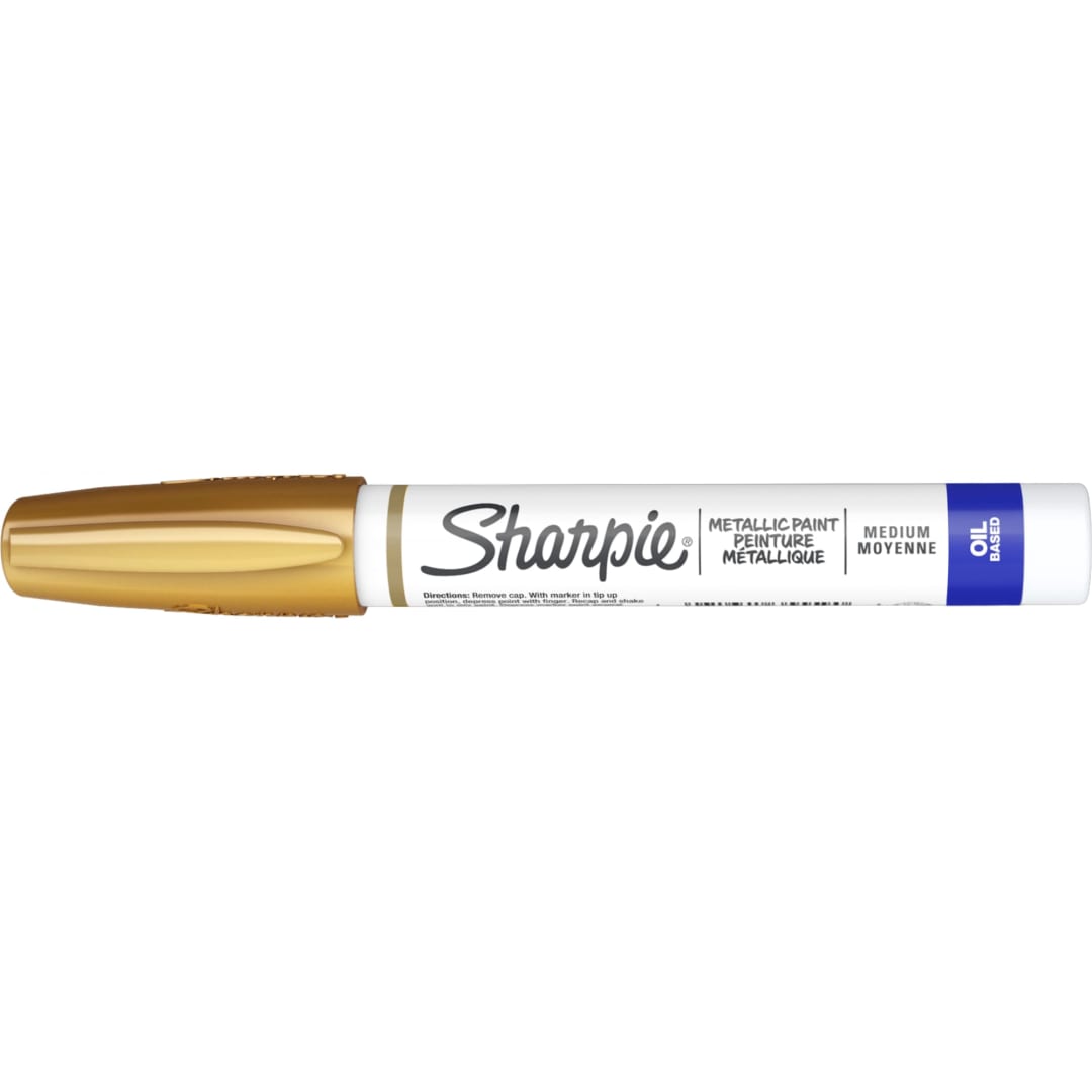 Sharpie® Oil-Based Paint Marker, Medium Point, Metallic Gold, Great for Rock Painting, 1 Count