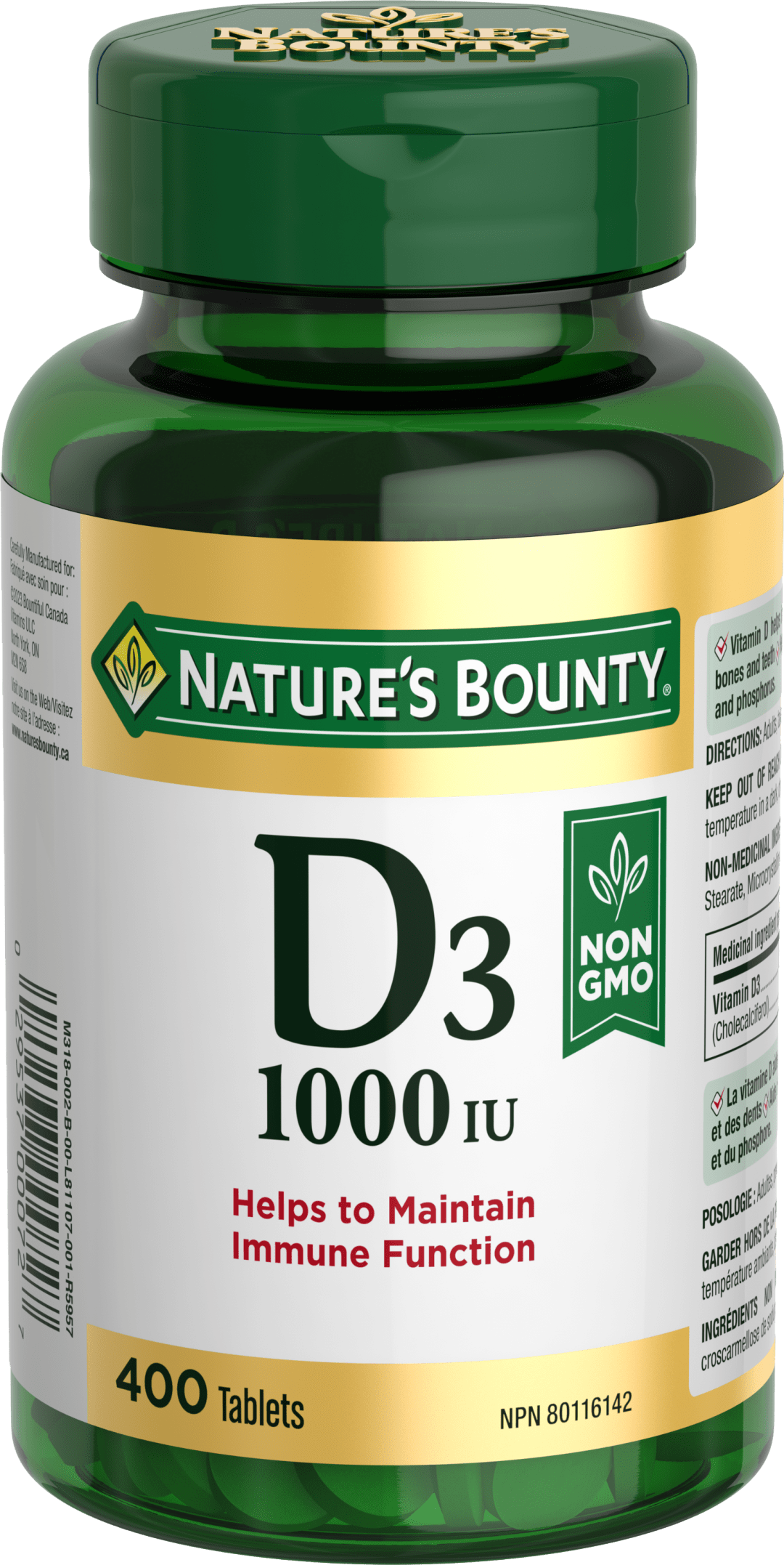 NBBL Vit D 1000 UI Non-GMO BC 24x400ctCA