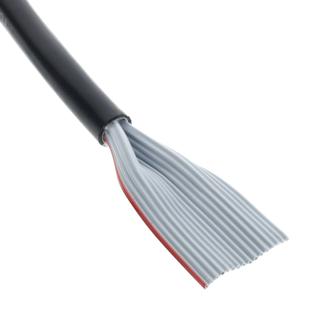 3M™ 3759/10, Ummanteltes Flach-Rundkabel, 10-polig, 3759 Serie, Litzenleiter, 1,27 mm, Schwarz, 30,5 m/Rolle