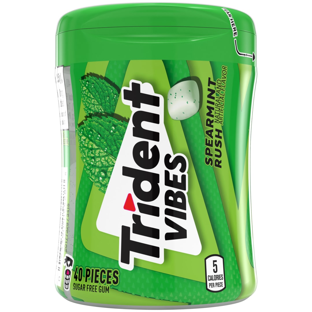 Trident Vibes Sugar Free Chewing Gum Spearmint Rush 40 pc Bottle
