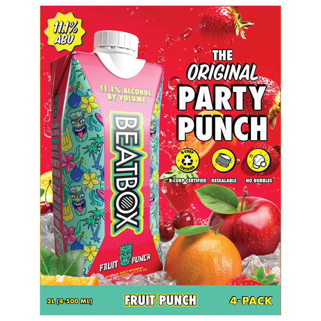 BeatBox Fruit Punch Flavored Malt Beverage, 4 Pack, 500mL Cartons, 11.1% ABV
