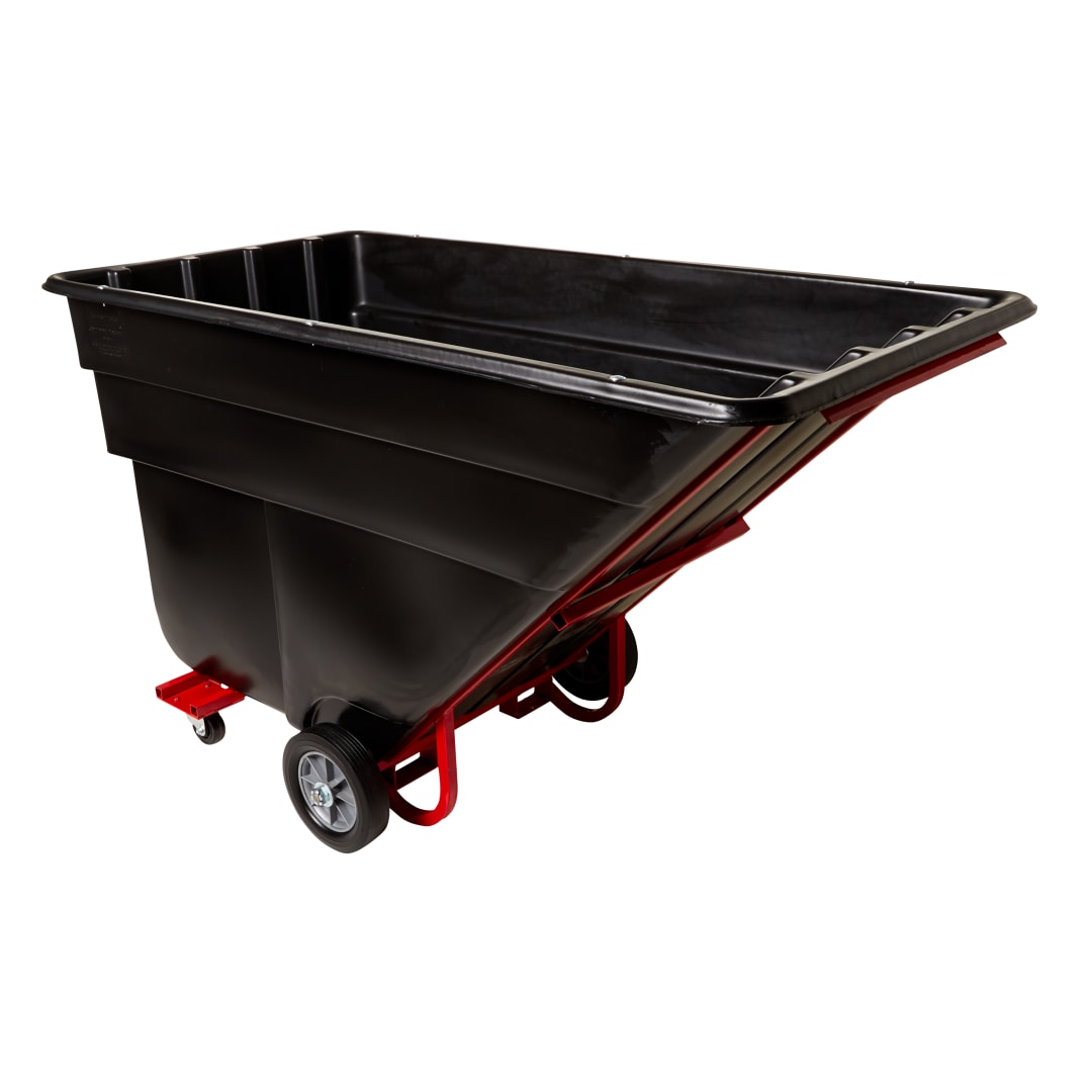 BRUTE Tilt Dump Truck/Trash Cart/Garbage Collection/Recycling for use with Forklift, 1.5 Cubic Yard, Forkliftable, 1500 lbs. Capacity, Black, Distribution Centers/Warehouse/Manufacturing/Construction (FG102542BLA)
