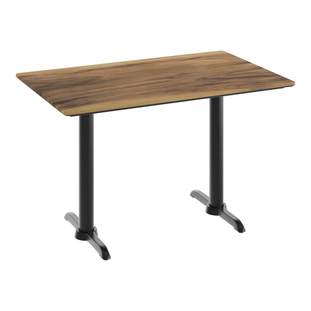 TopGuard 48" x 30" Tabletop with Seamless Surface Technology in Natural and Double 5" x 22" Black Table Height T-Bases